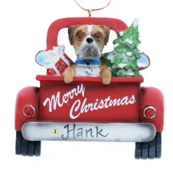 Boxer In Back Of Truck Ornament