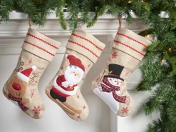 Burlap Christmas Characters Stocking