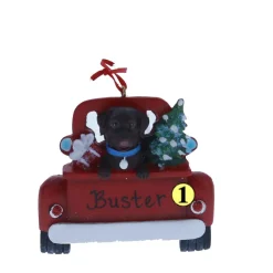Chocolate Lab In Back Of Truck Ornament