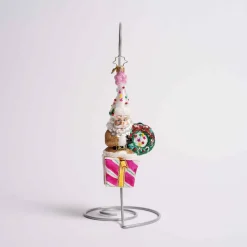 Christmas Confetti Santa Glass Ornament
