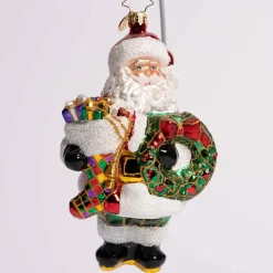 Christmas Splendor Claus Glass Ornament