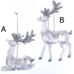 Clear And Silver Reindeer Ornament