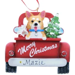 Corgi In Back Of Truck Ornament