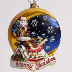 Crescent Moon Christmas Glass Ornament