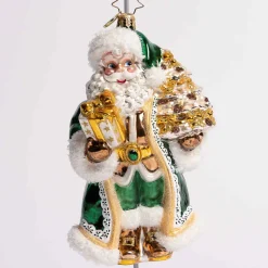 Emerald City Santa Glass Ornament