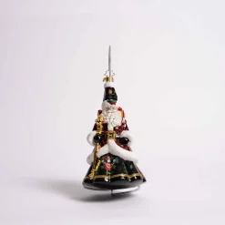 Festive Folk Santa Glass Ornament