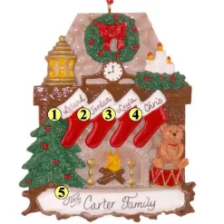 Fireplace With Stockings Family Of 4