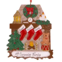 Fireplace With Stockings Family Of 3