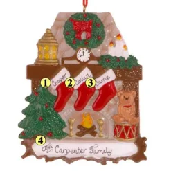 Fireplace With Stockings Family Of 3