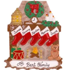 Fireplace With Stockings Family Of 5