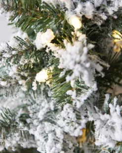 4.5Ft Flocked Potted Tree With Led Lights