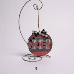 Gingham Holiday Round Ornament