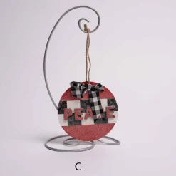 Gingham Holiday Round Ornament