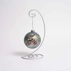 Glass Mercury Chickadee Ball Ornament