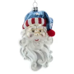 Glass Patriotic Santa Ornament