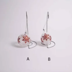 Glass Red And White Snowflake Ornament