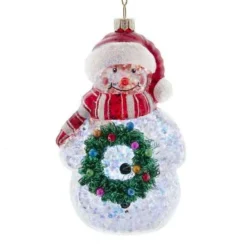 Glass Shimmer Snowman With Wreath
