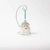 Glass Teal Santa Ornament