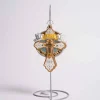Golden Cross Of Peace Glass Ornament