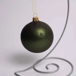Green Glass Glitter Starburst Ball