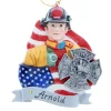 4In Fireman With Flag Badge