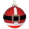 4In Glass Glitter Santa Ball Ornament