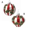 4In Glass Stripe Holly Ball