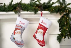 21In Red Grey Santa Face Stocking