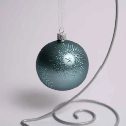 Light Blue Glass Glitter Starburst Ball