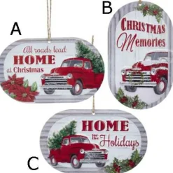 Metal Red Truck Ornaments