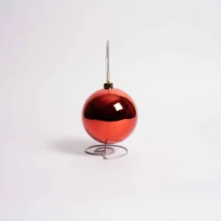 140Mm Red Shiny Ball Ornament Box Of 2
