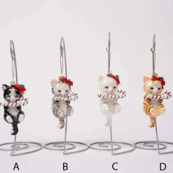 Noble Gems Cat With Candy Cane Ornament