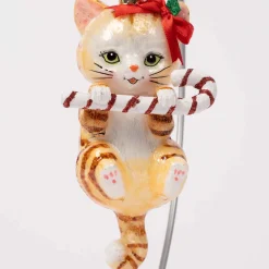 Noble Gems Cat With Candy Cane Ornament