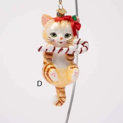 Noble Gems Cat With Candy Cane Ornament