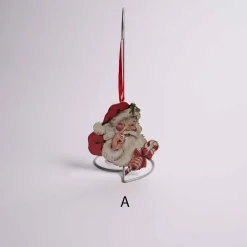 Nostalgic Santa With Candy Cane Ornament