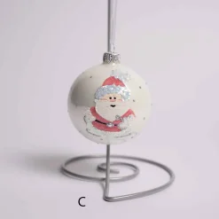 Pink Or White Glass Ball With Santa Or Snowman