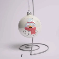 Pink Or White Glass Ball With Santa Or Snowman