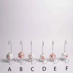 Pink Or White Glass Ball With Santa Or Snowman