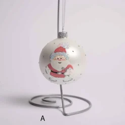 Pink Or White Glass Ball With Santa Or Snowman
