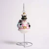 Pink Peppermint Snowman Glass Ornament