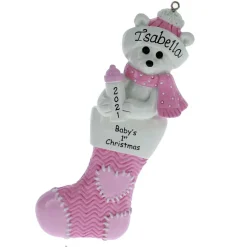 Polar Bear Baby Girl Stocking