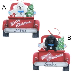 Poodle In Back Of Truck Ornament