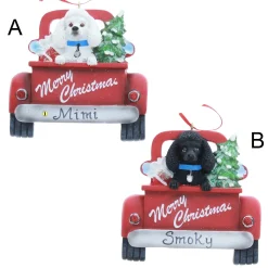 Poodle In Back Of Truck Ornament