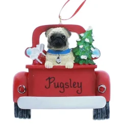 Pug In Back Of Truck Ornament