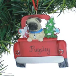 Pug In Back Of Truck Ornament