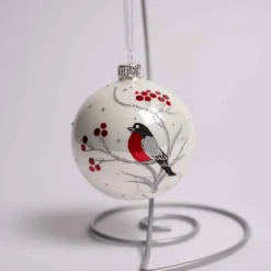 Red Berry With Bird Ball Ornament