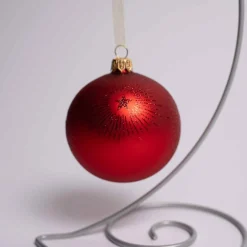 Red Glass Glitter Starburst Ball