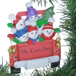 Red Truck Family Of Five Ornament