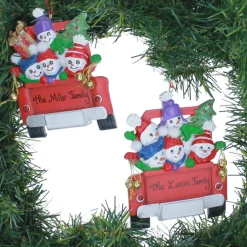 Red Truck Family Of Five Ornament
