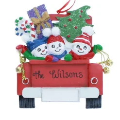 Red Truck Family Of Three Ornament